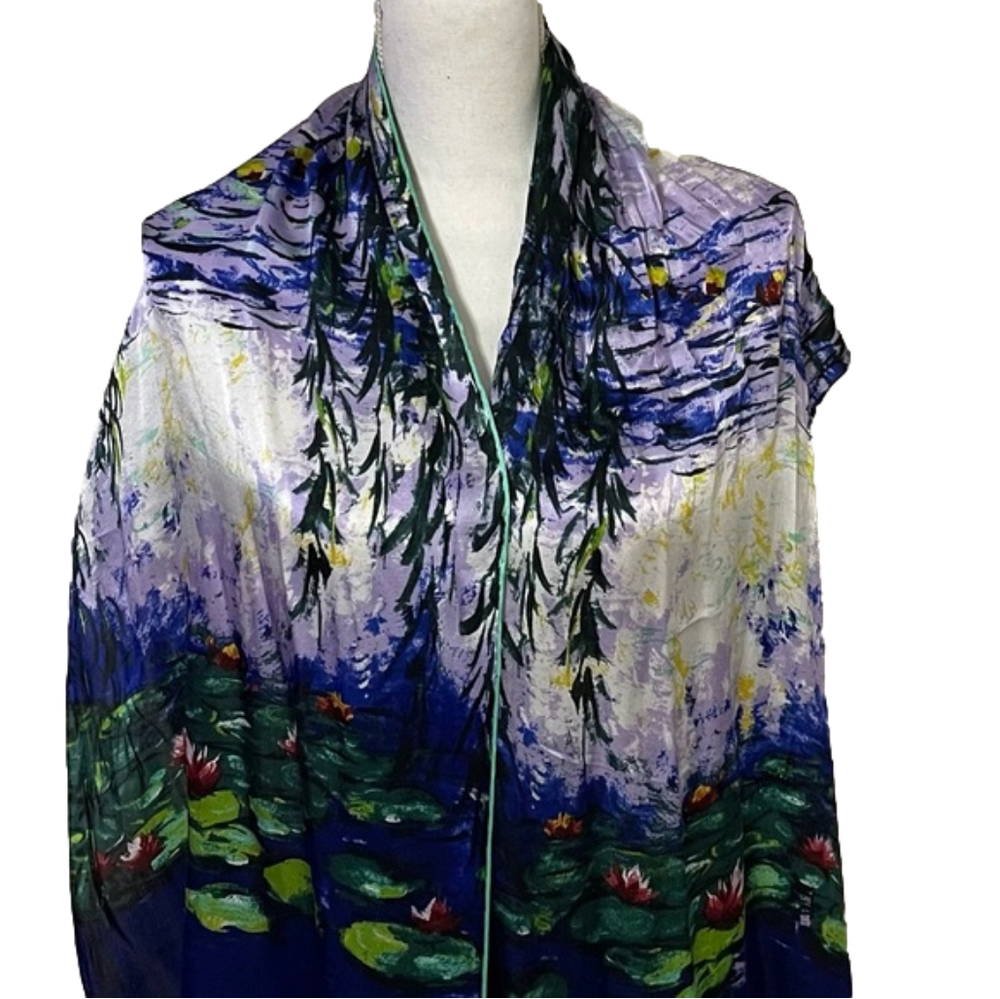 Silk Scarf with Monet Water Lillies